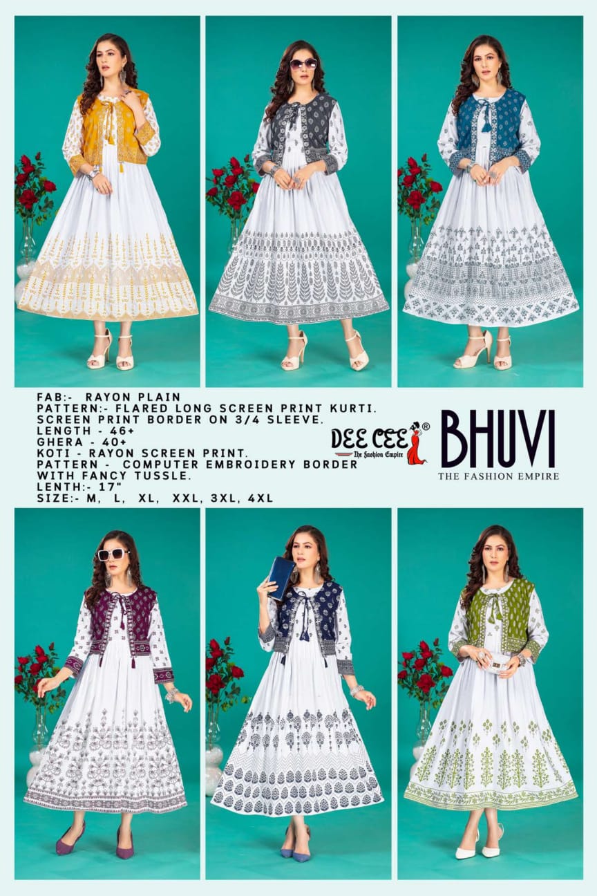 Bhuvi By Deecee Beautiful Rayon Anrakali Wholesale Kurtis Suppliers In Mumbai